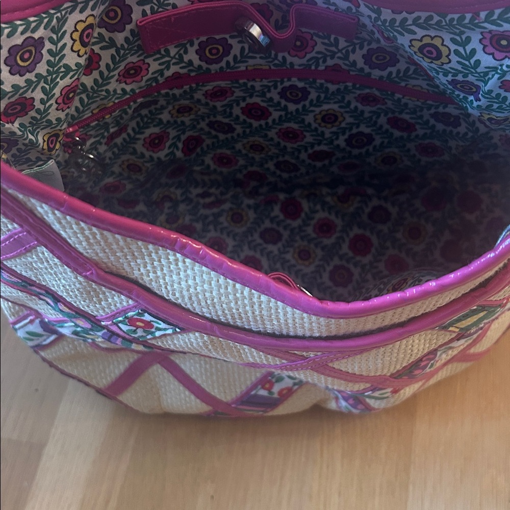 Vera Bradley Purse Viva La Vera Retired Rattan Straw Hobo Shoulder Bag Pink - Picture 10 of 16